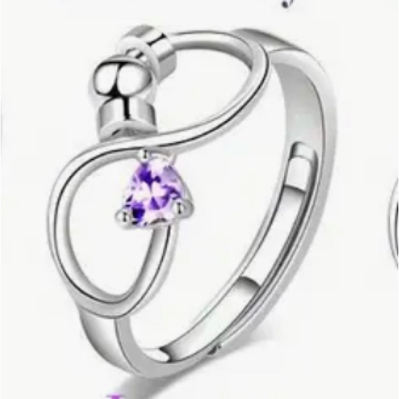 Ring Dainty Light Purple Adjustable Infinity Fidget Silvery. All Occasions/Sizes - Picture 1 of 2